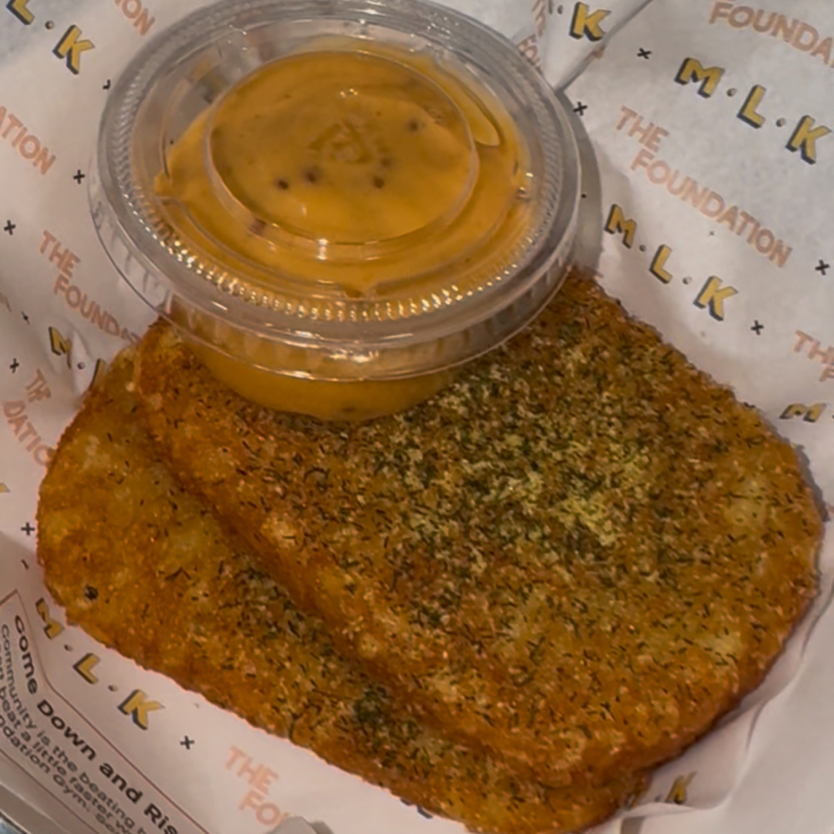 MLK Deli crispy hash browns with maple dip